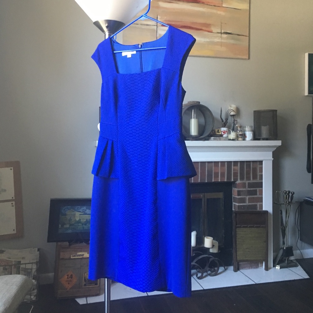 Kay Unger royal blue peplum dress